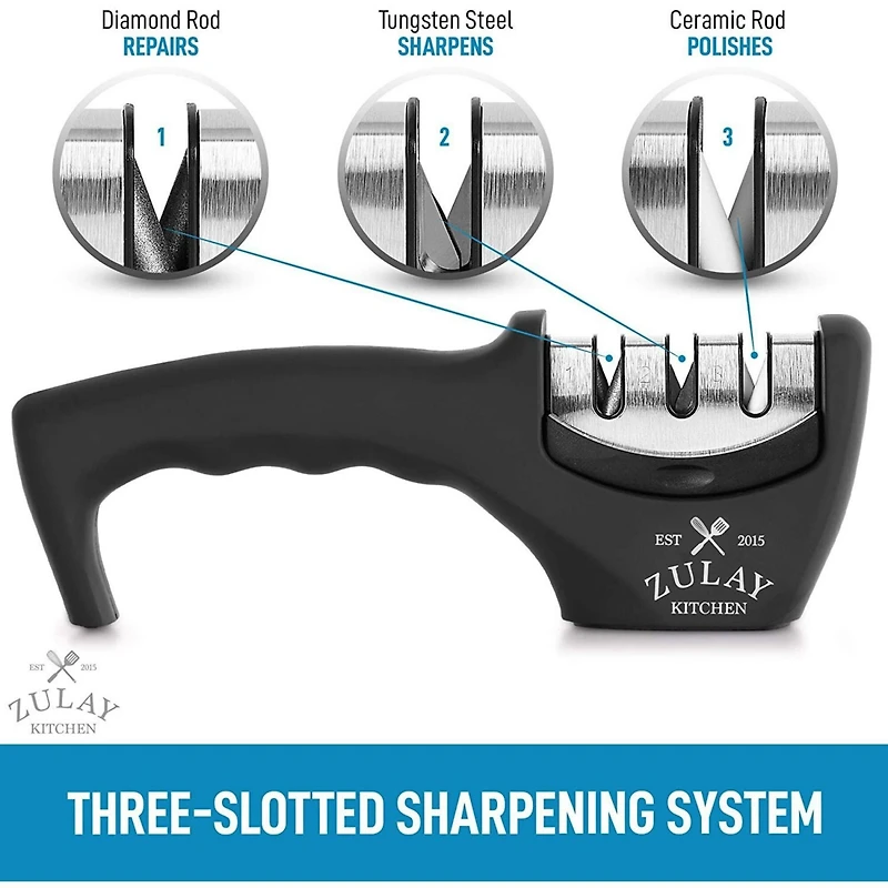 3 Stage Knife Sharpener and 1 Piece Cut-Resistant Glove
