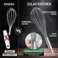 Zulay Kitchen Stainless Steel Whisk 3-Pc.