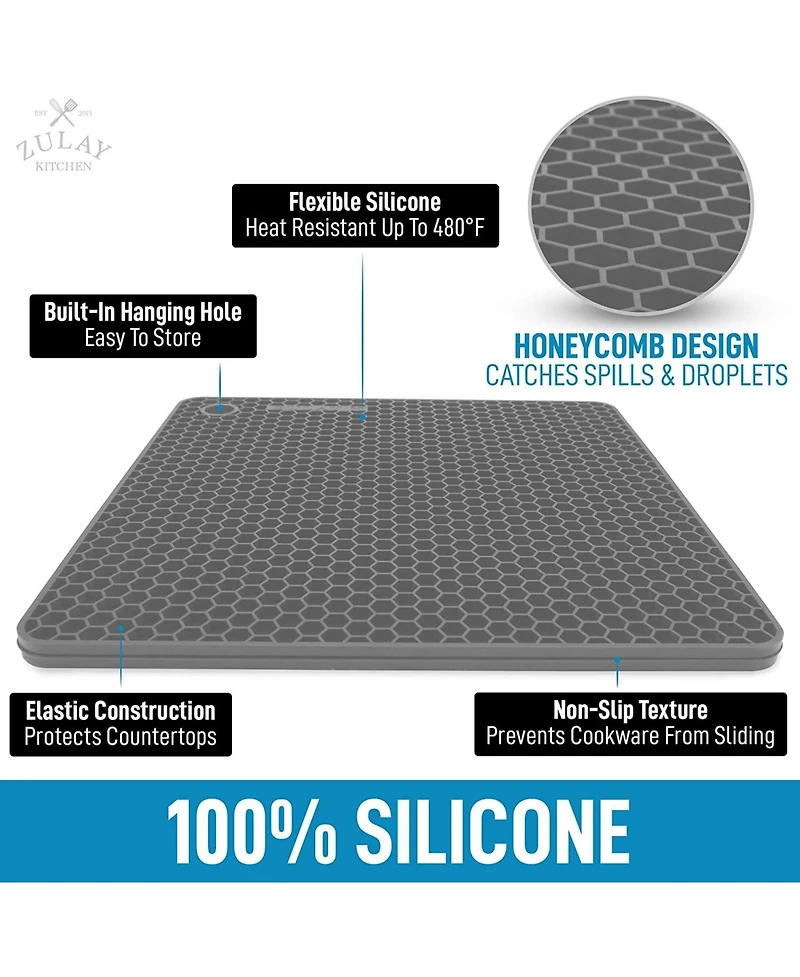 Zulay Kitchen 4 Pack Non-Slip Silicone Trivet Mat Set