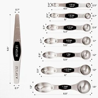 Set of 8 Stackable Magnetic Measuring Spoons with Leveler