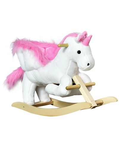 Qaba Kids Rocking Chair with Sound, Wood Base Seat, Unicorn
