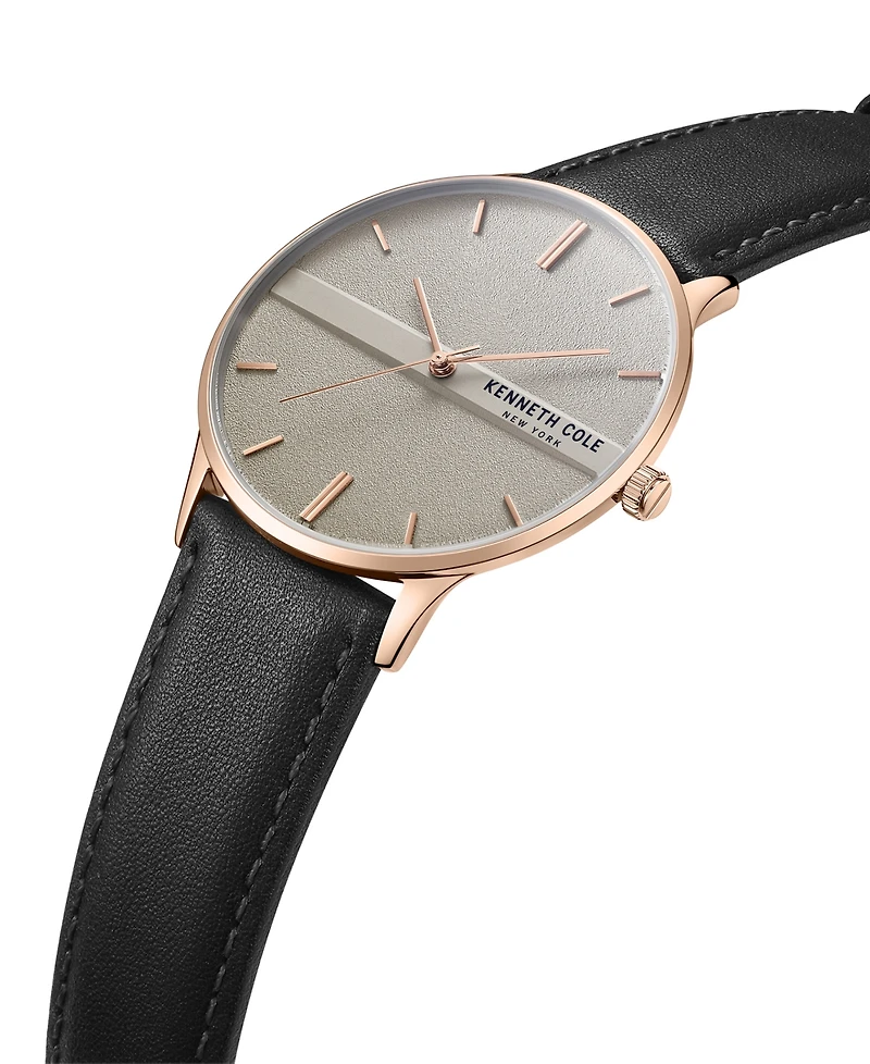 Kenneth Cole New York Men's Modern Classic Black Genuine Leather Strap Watch 42mm