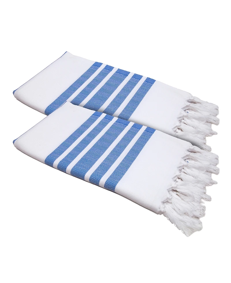 Linum Home Herringbone Pestemal 100% Turkish Cotton 2-Pack Beach Towels