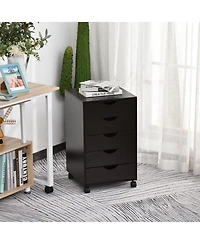 Homcom 5 Drawer Filing Cabinet Home Office Mobile Storage Organizer Brown