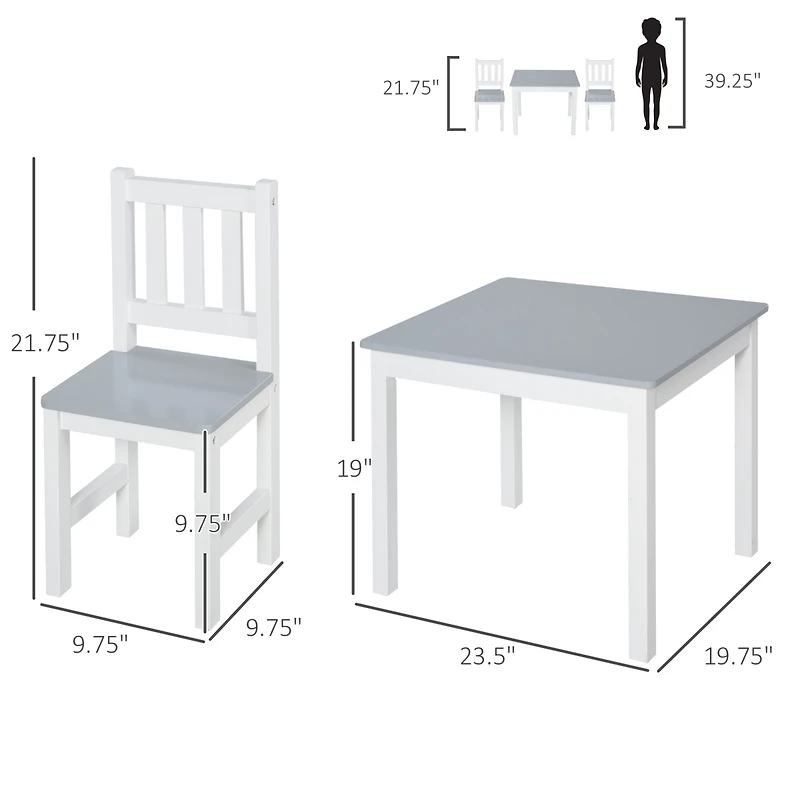 Qaba Kids 3 Piece Table and Chair Set,