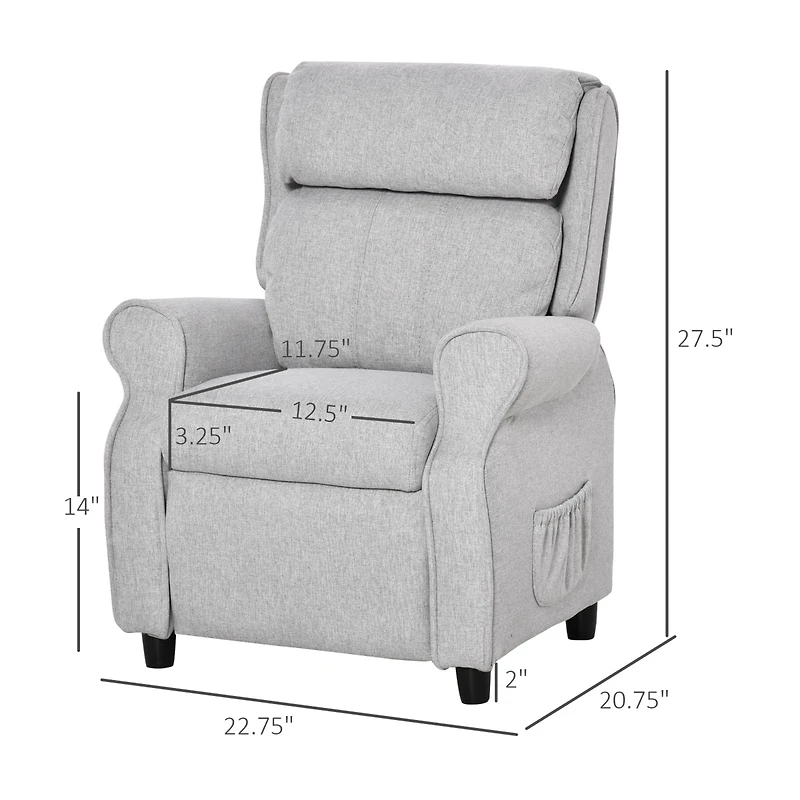 Qaba Kids Soft Sofa, Reclining Lounger Armchair w/ Footrest Storage Side Pockets