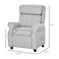 Qaba Kids Soft Sofa, Reclining Lounger Armchair w/ Footrest Storage Side Pockets
