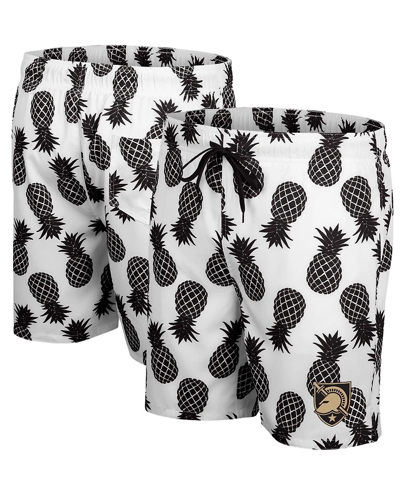 Men's Colosseum White, Black Army Knights Pineapple Swim Shorts