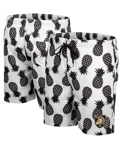 Men's Colosseum White, Black Army Knights Pineapple Swim Shorts