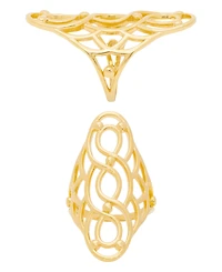 Macy's Gold Plated Shiny Polished Swirl Oval Open Design Ring