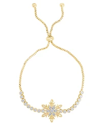 Macy's 14K Gold Plated Diamond Accent Snowflake Adjustable Bracelet