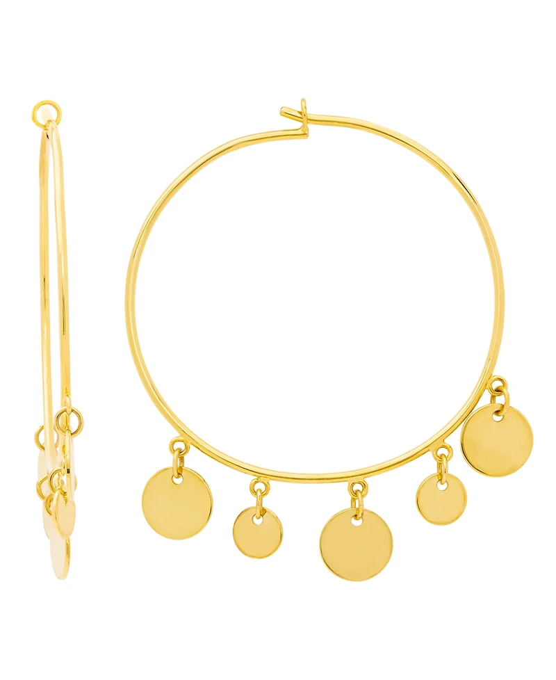 Macy's Gold Plated Dangling Discs Hoop Earrings