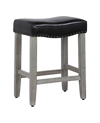 24" Upholstered Saddle Seat Counter Stool (Set of 2