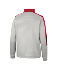 Men's Colosseum Gray and Red Nc State Wolfpack Bushwood Fleece Quarter-Zip Jacket