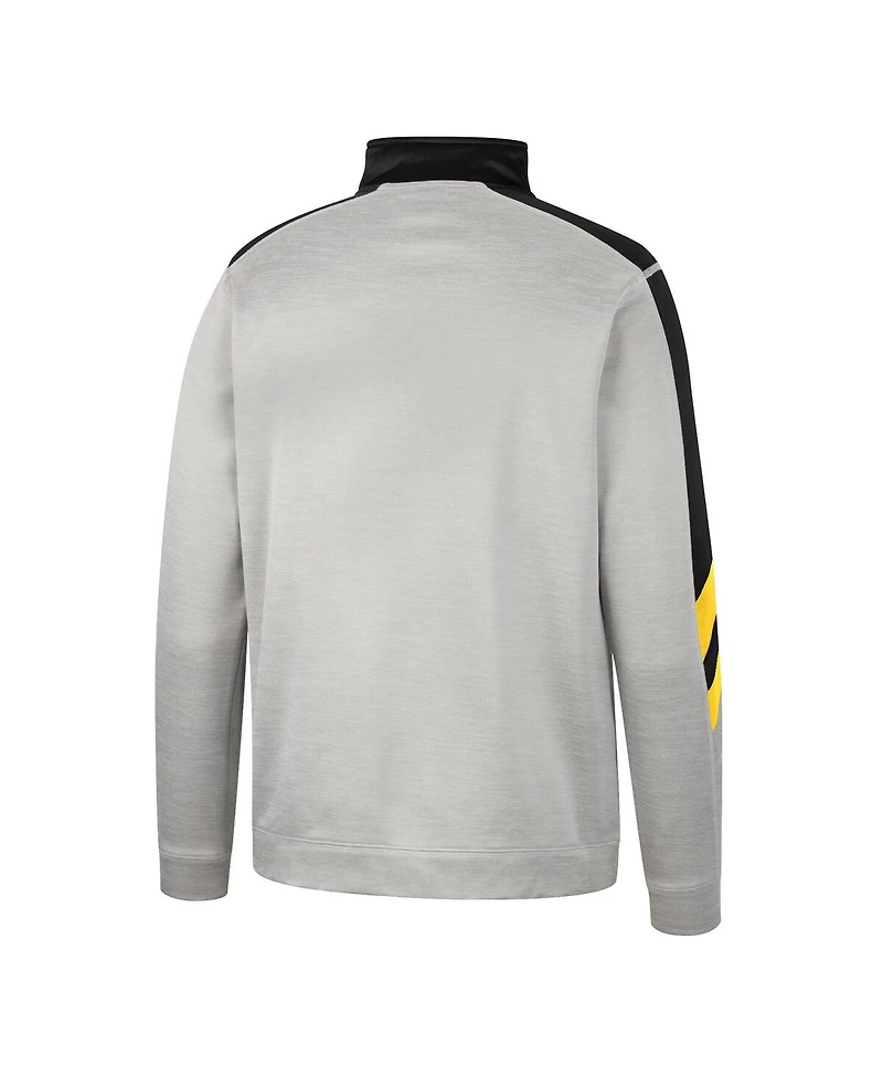 Men's Colosseum Gray and Black Appalachian State Mountaineers Bushwood Fleece Quarter-Zip Jacket