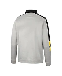 Men's Colosseum Gray and Black Appalachian State Mountaineers Bushwood Fleece Quarter-Zip Jacket