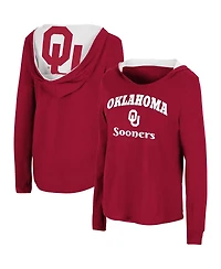 Women's Colosseum Crimson Oklahoma Sooners Catalina Hoodie Long Sleeve T-shirt