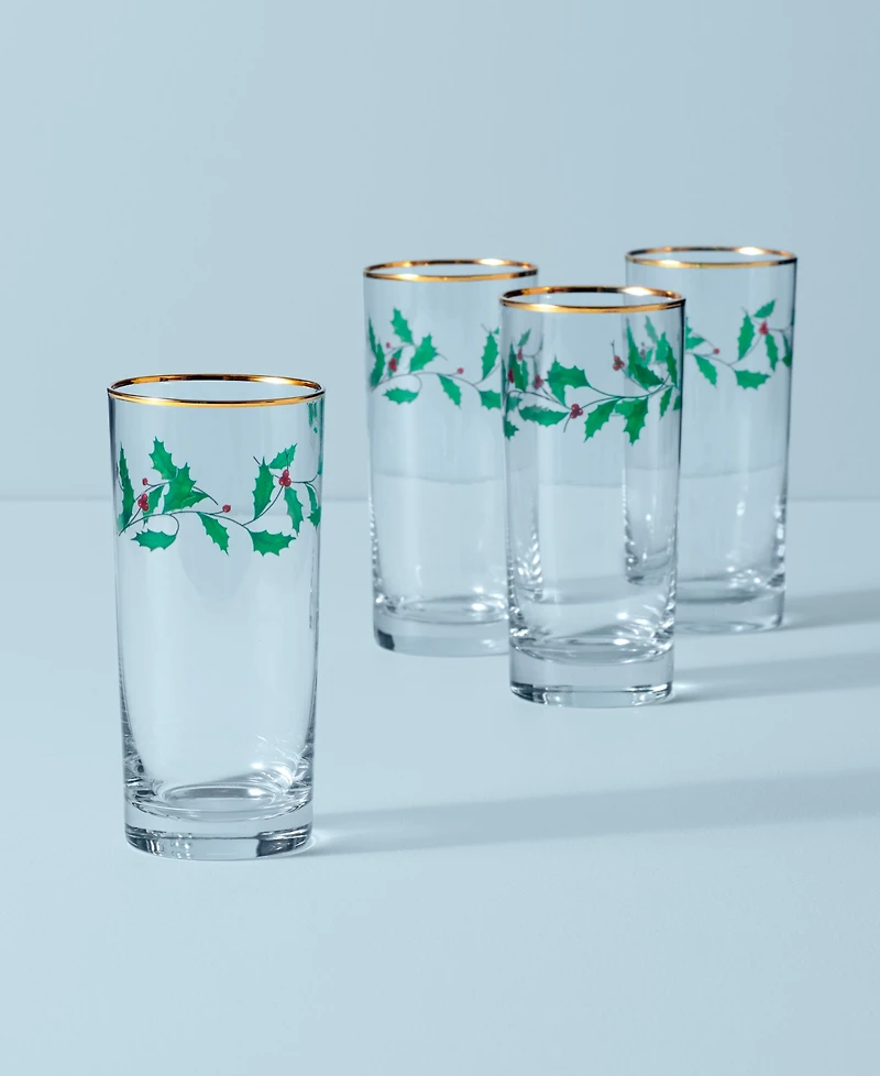 Lenox Holiday Highball Glasses, Set of 4