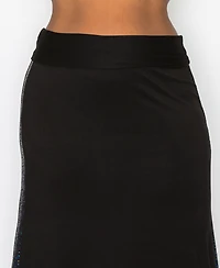 Coin 1804 Plus Size Sequin Side Contrast Fold Over Midi Skirt