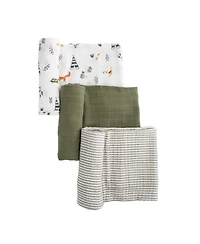 Little Unicorn Watercolor Roses Cotton Muslin 3-Pack Swaddle Blanket Set