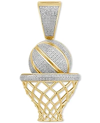 Men's Diamond Pave Basketball & Net (3/4 ct. t.w.) in 14k Gold-Plated Sterling Silver
