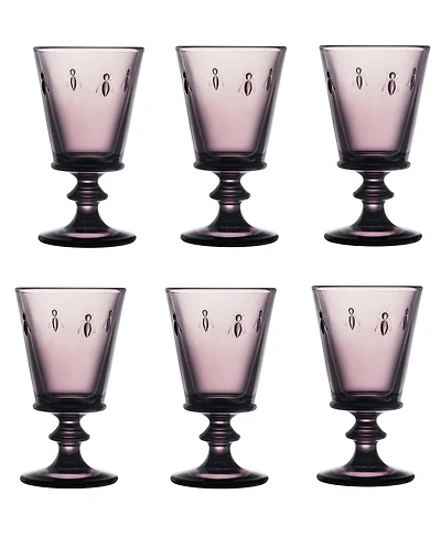 La Rochere Napoleon Bee Aubergine 6-Piece Wine Glass Set, 9 oz