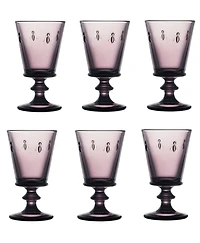 La Rochere Napoleon Bee Aubergine 6-Piece Wine Glass Set, 9 oz