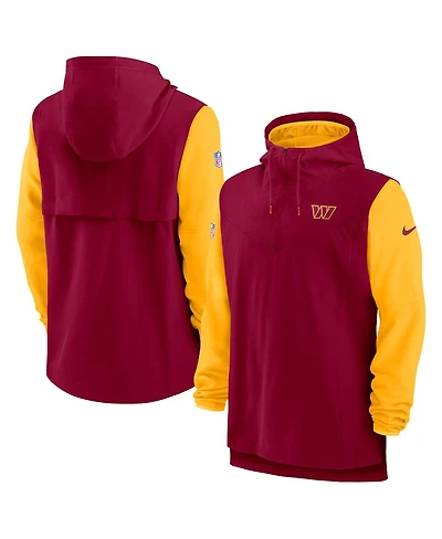 Men's Nike Burgundy, Gold Washington Commanders Sideline Player Quarter-zip Hoodie
