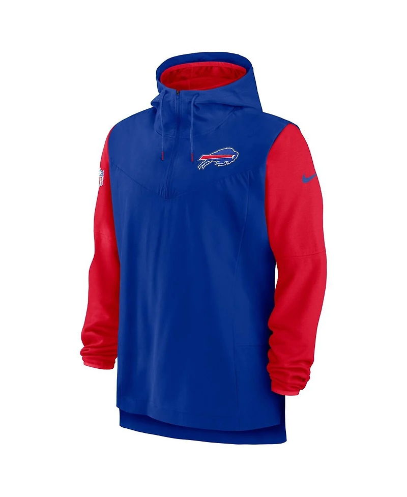Men's Nike Royal, Red Buffalo Bills Sideline Player Quarter-zip Hoodie