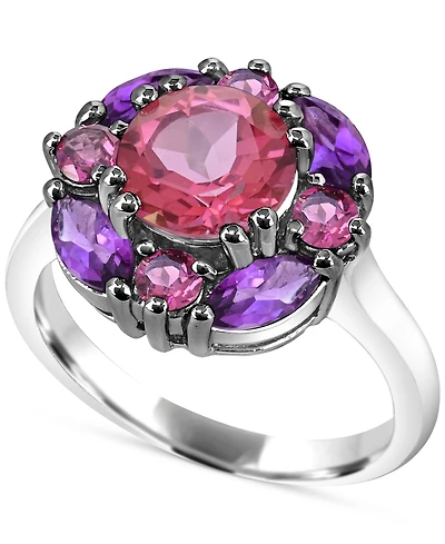 Multi-Gemstone Cluster Ring (3-7/8 ct. t.w.) in Sterling Silver