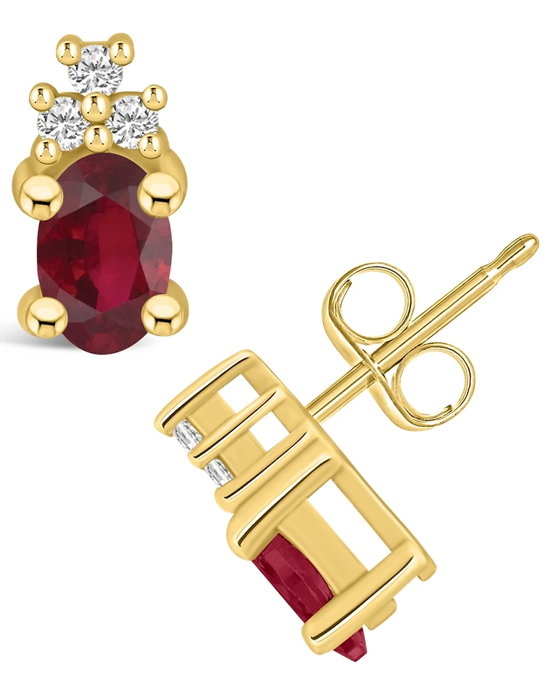 Macy's Ruby (1-1/ Ct. t.w.) and Diamond (1/10 Stud Earrings