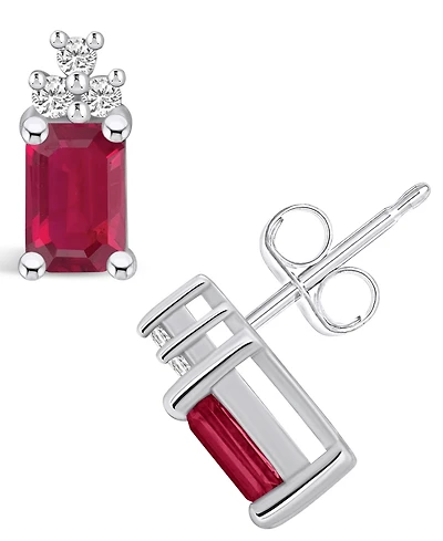 Macy's Ruby (1-3/8 Ct. t.w.) and Diamond (1/10 Ct. t.w.) Stud Earrings