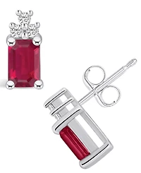 Macy's Ruby (1-3/8 Ct. t.w.) and Diamond (1/10 Ct. t.w.) Stud Earrings