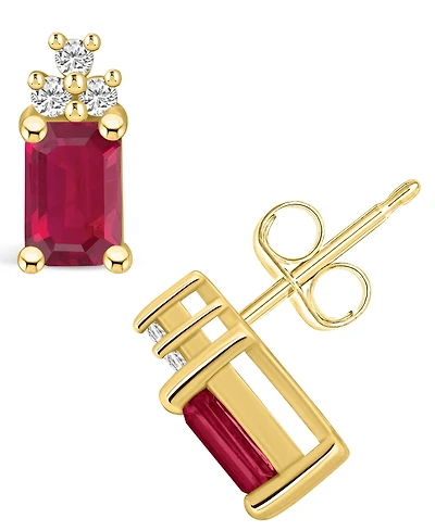 Macy's Ruby (1-3/8 Ct. t.w.) and Diamond (1/10 Stud Earrings
