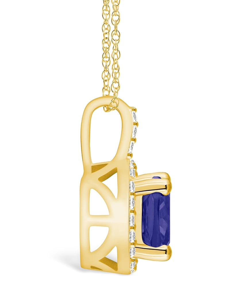 Macy's Tanzanite (-1/ Ct. t.w.) and Diamond (1/4 Halo Pendant Necklace