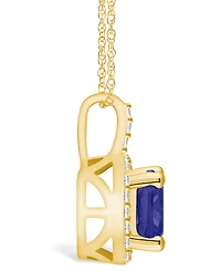 Macy's Tanzanite (-1/ Ct. t.w.) and Diamond (1/4 Halo Pendant Necklace