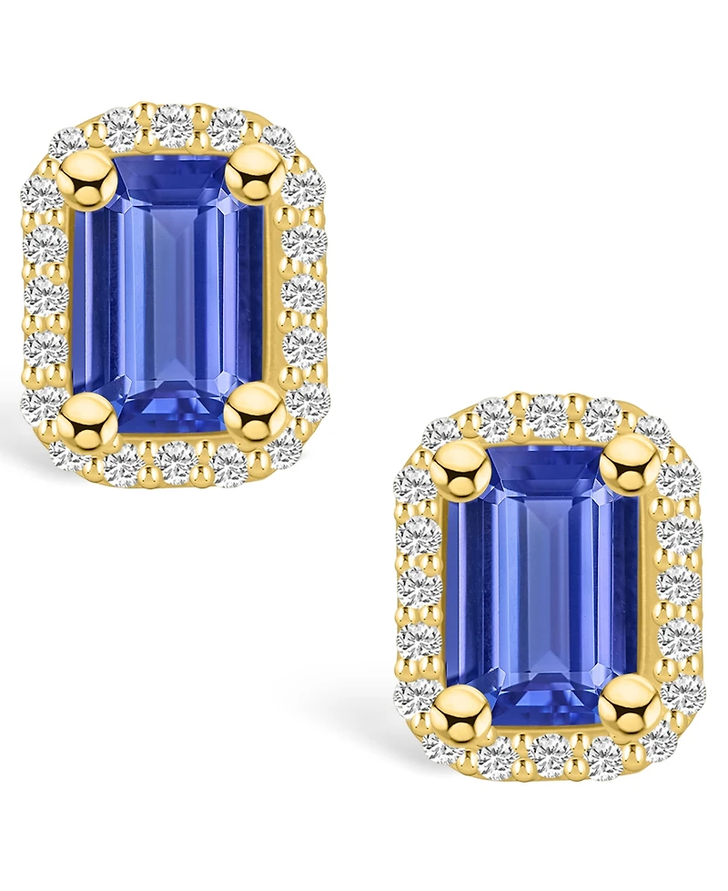 Macy's Tanzanite (1-1/10 Ct. t.w.) and Diamond (1/5 Halo Stud Earrings