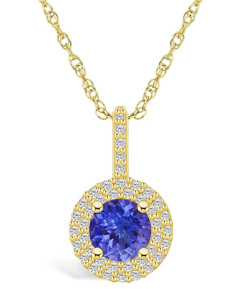 Macy's Tanzanite (1-3/8 Ct. t.w.) and Diamond (3/8 Halo Pendant Necklace