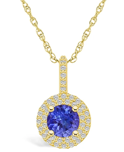 Macy's Tanzanite (1-3/8 Ct. t.w.) and Diamond (3/8 Halo Pendant Necklace