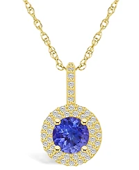 Macy's Tanzanite (1-3/8 Ct. t.w.) and Diamond (3/8 Halo Pendant Necklace