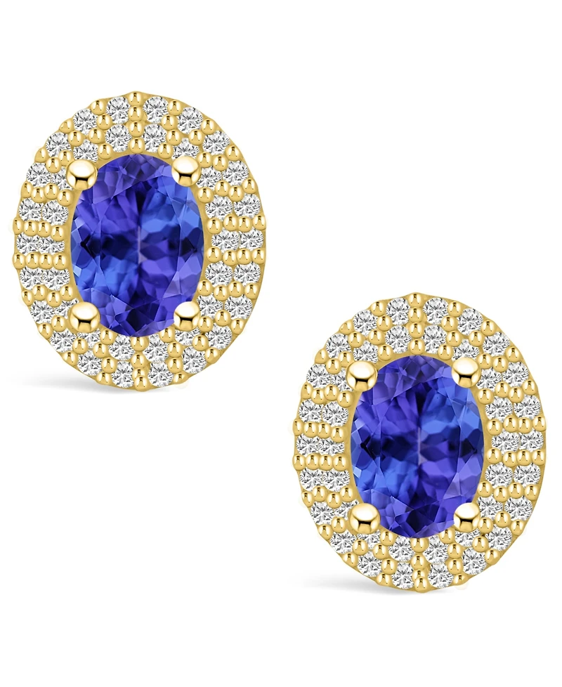 Macy's Tanzanite (1-1/2 Ct. t.w.) and Diamond (1/2 Halo Stud Earrings