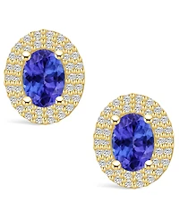 Macy's Tanzanite (1-1/2 Ct. t.w.) and Diamond (1/2 Halo Stud Earrings