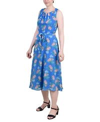 Petite Sleeveless Chiffon Belted Dress