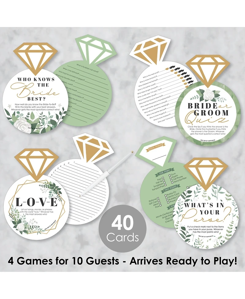 Boho Botanical Bride - 4 Bridal Shower Games - 10 Cards Each - Gamerific Bundle