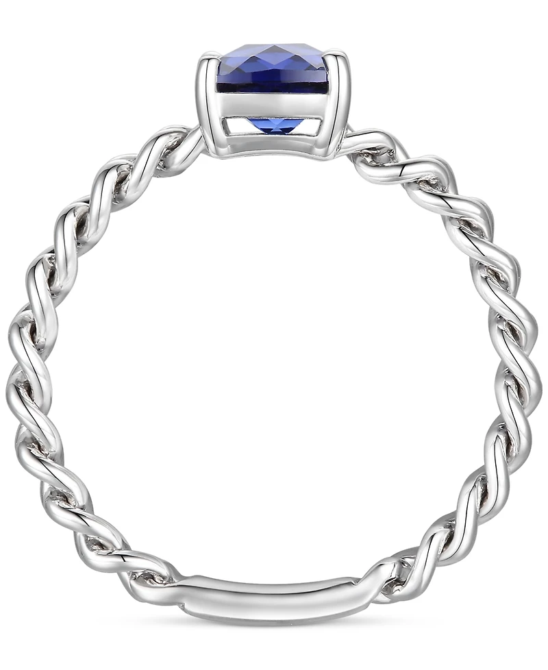 Amethyst Solitaire Chain Link Ring (7/8 ct. t.w.) in 14k Rose Gold-Plated Sterling Silver (Also in Blue Topaz, Emerald, Sapphire and Ruby)