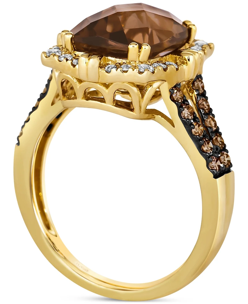Le Vian Chocolate Quartz (4 ct. t.w.) & Diamond (5/8 ct. t.w.) Halo Ring in 14k Gold