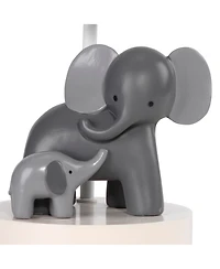 Lambs & Ivy Me & Mama White/Gray Elephant Nursery Lamp with Shade & Bulb