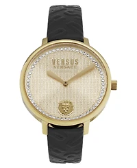 Versus Versace La Villette Women's 2 Hand Quartz Movement and Black Leather Strap Watch 36mm