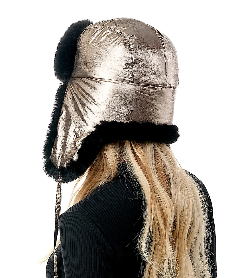 Marcus Adler Women's Metallic Faux Fur Trapper Hat