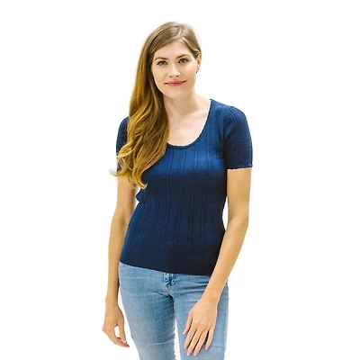 Hope & Henry Women's Flutter Sleeve Sweater Top